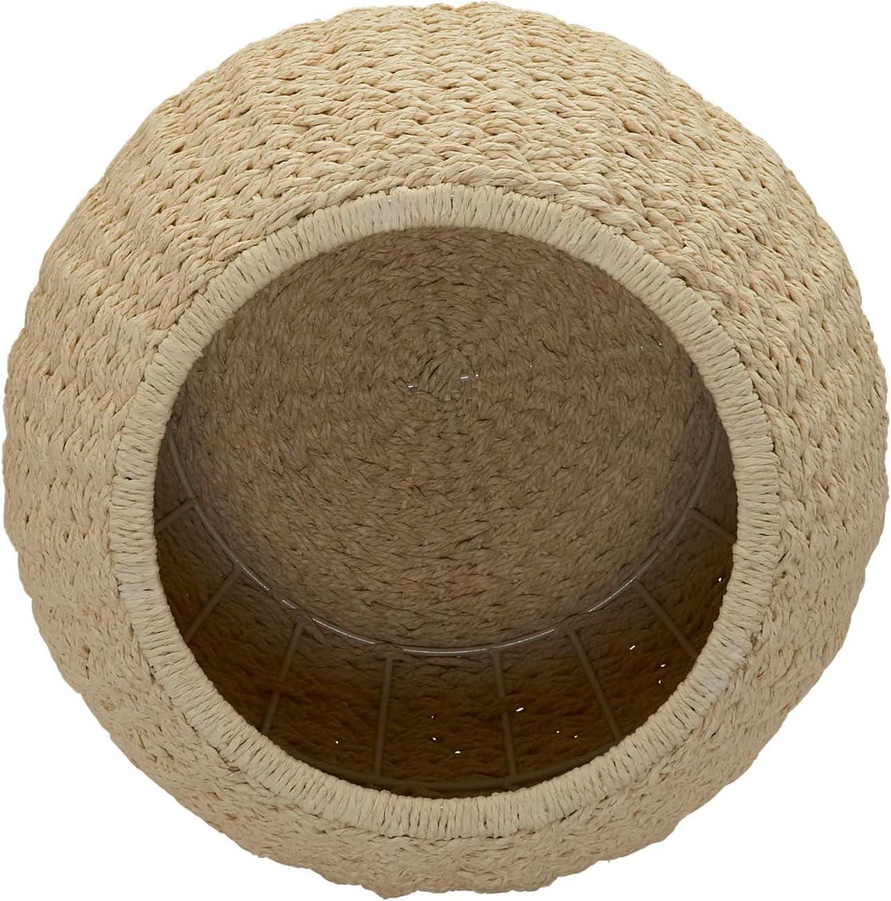 image:imageHousehold Essentials Handwoven Paper Rope Barrel Wicker Storage Basket Side Table BrownCream Paper Rope
