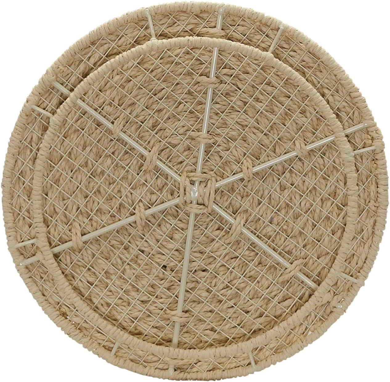 image:imageHousehold Essentials Handwoven Paper Rope Barrel Wicker Storage Basket Side Table BrownCream Paper Rope