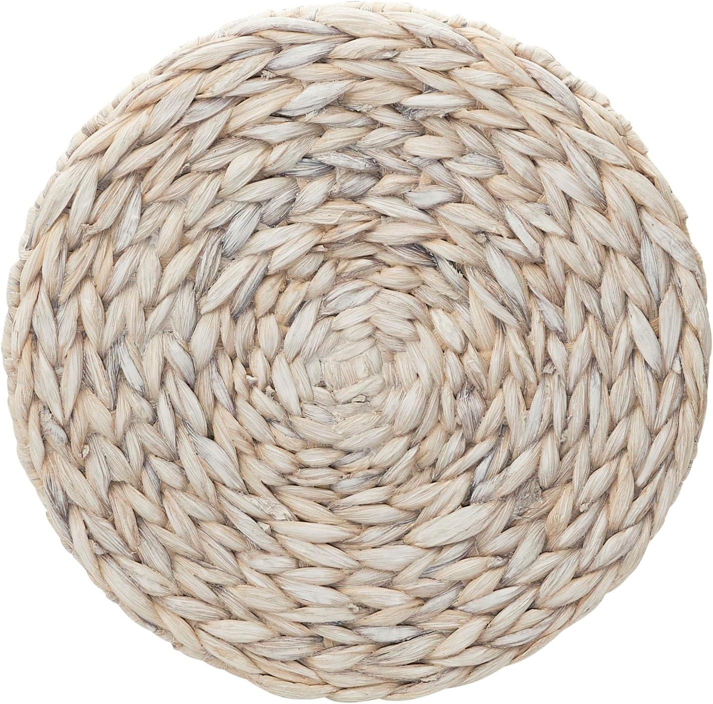 image:imageHousehold Essentials Handwoven Paper Rope Barrel Wicker Storage Basket Side Table BrownCream Water Hyacinth