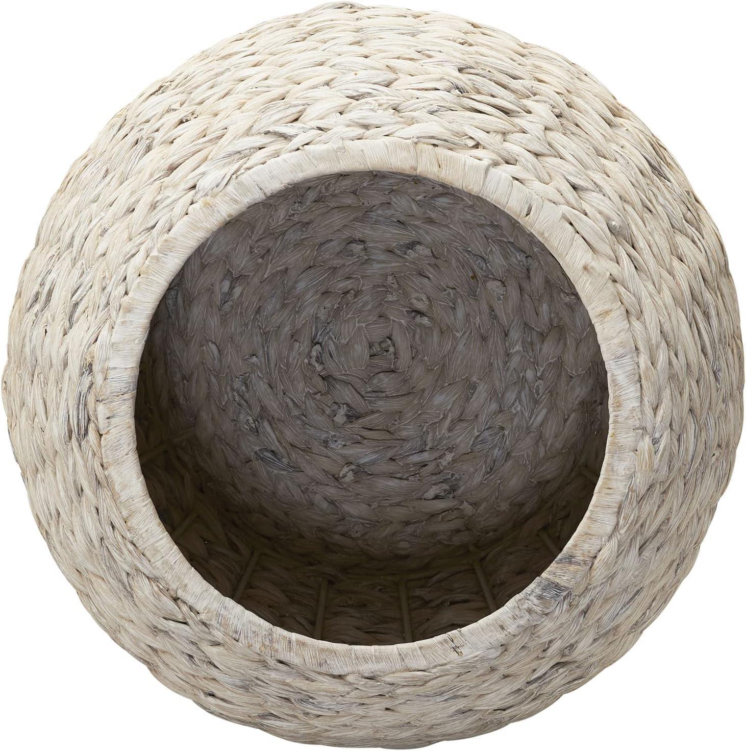 image:imageHousehold Essentials Handwoven Paper Rope Barrel Wicker Storage Basket Side Table BrownCream Water Hyacinth