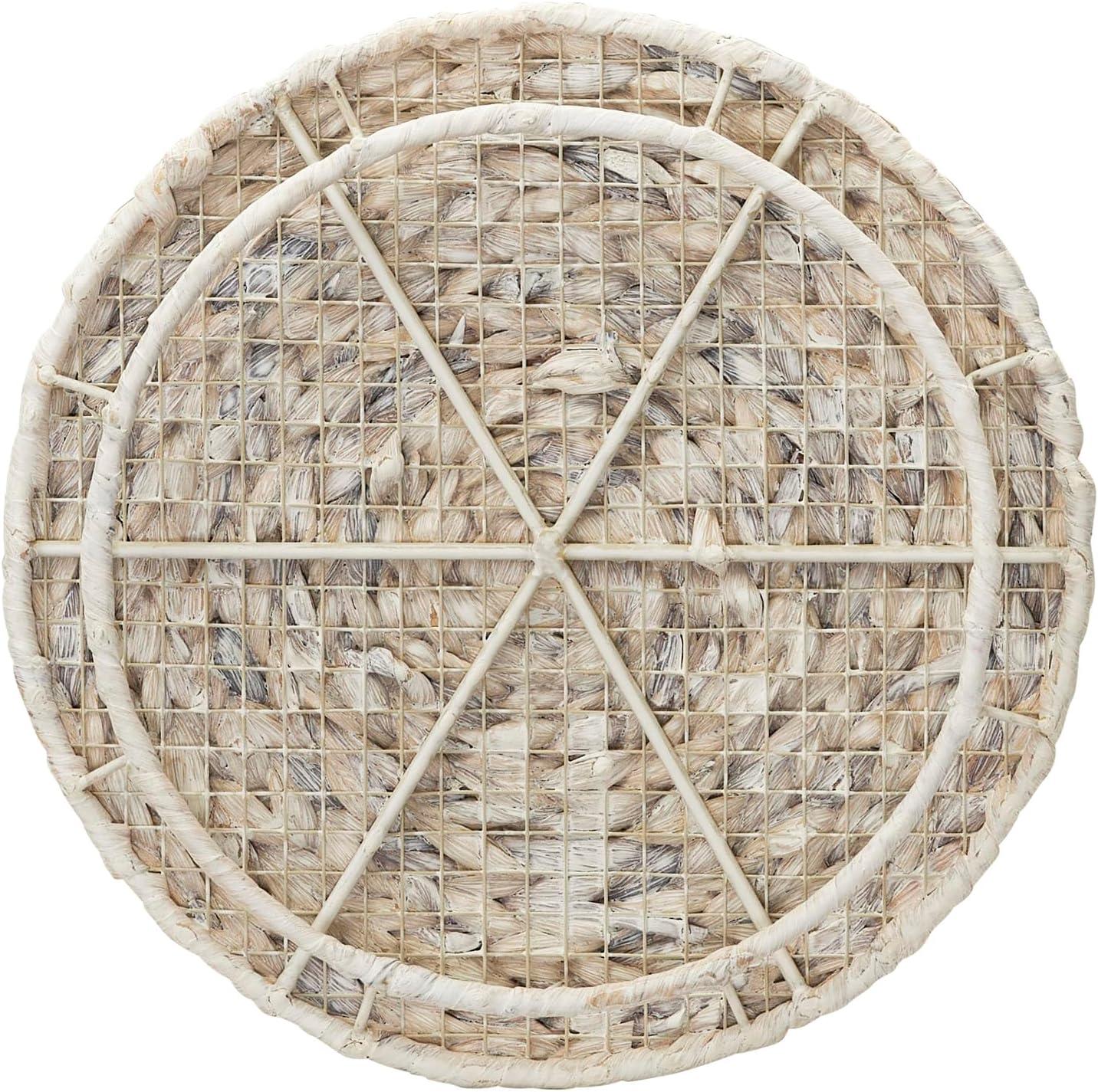 image:imageHousehold Essentials Handwoven Paper Rope Barrel Wicker Storage Basket Side Table BrownCream Water Hyacinth