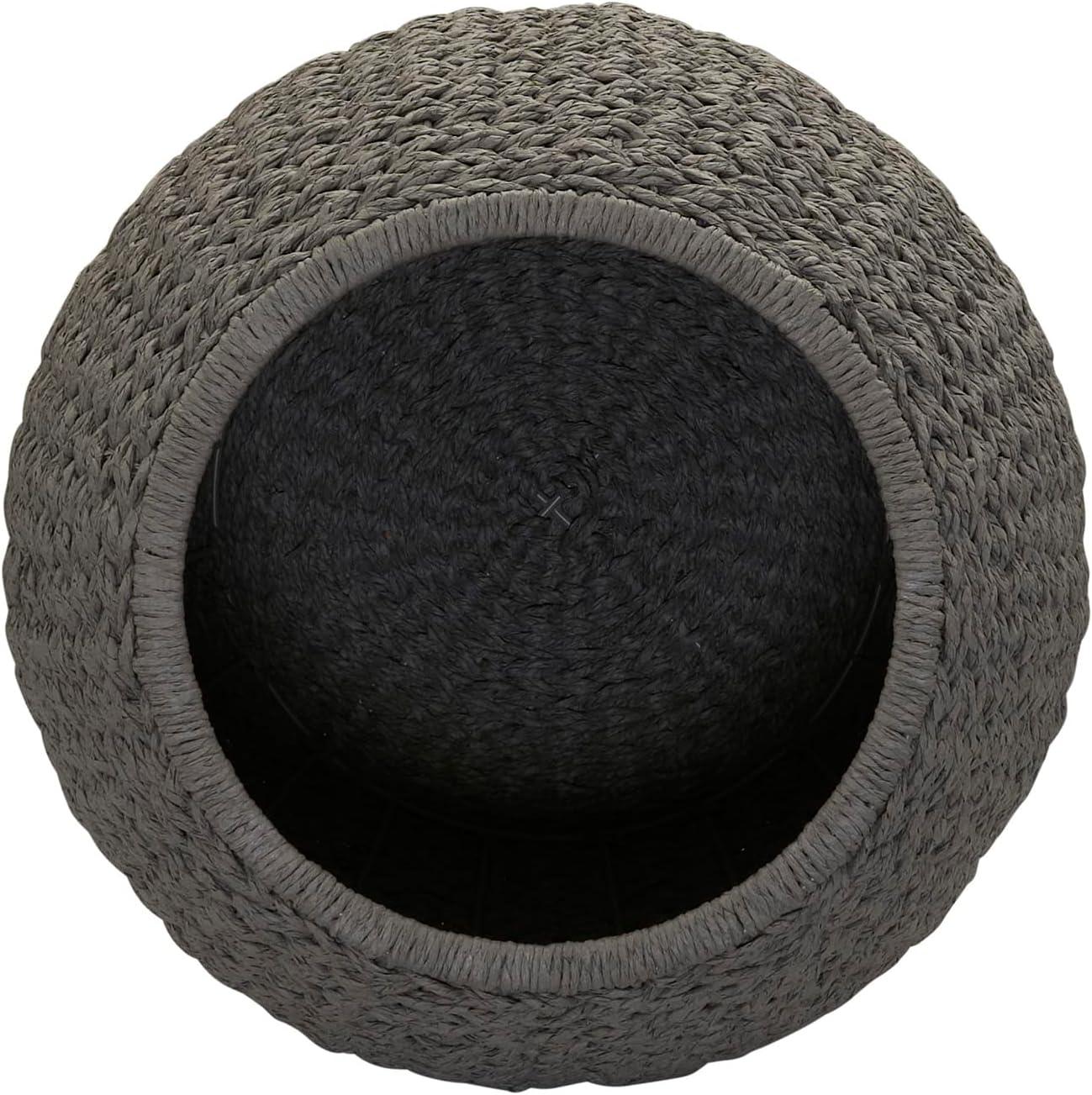 image:imageHousehold Essentials Handwoven Paper Rope Barrel Wicker Storage Basket Side Table BrownGrey Paper Rope