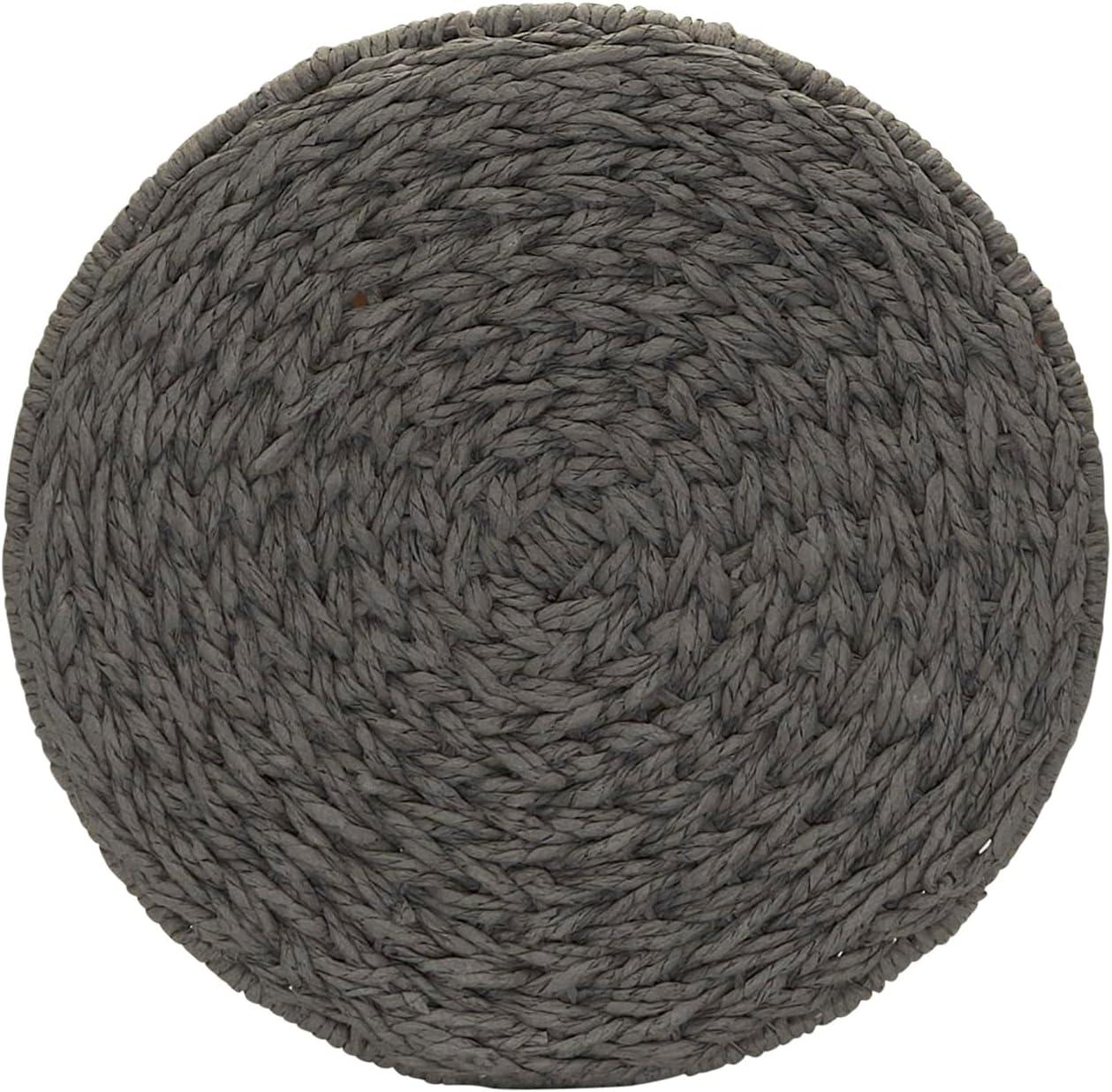 image:imageHousehold Essentials Handwoven Paper Rope Barrel Wicker Storage Basket Side Table BrownGrey Paper Rope