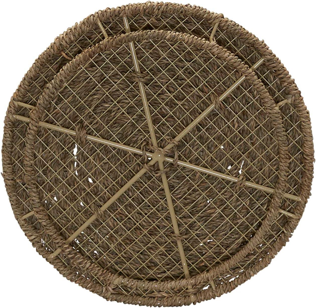 image:imageHousehold Essentials Handwoven Paper Rope Barrel Wicker Storage Basket Side Table BrownNatural Seagrass