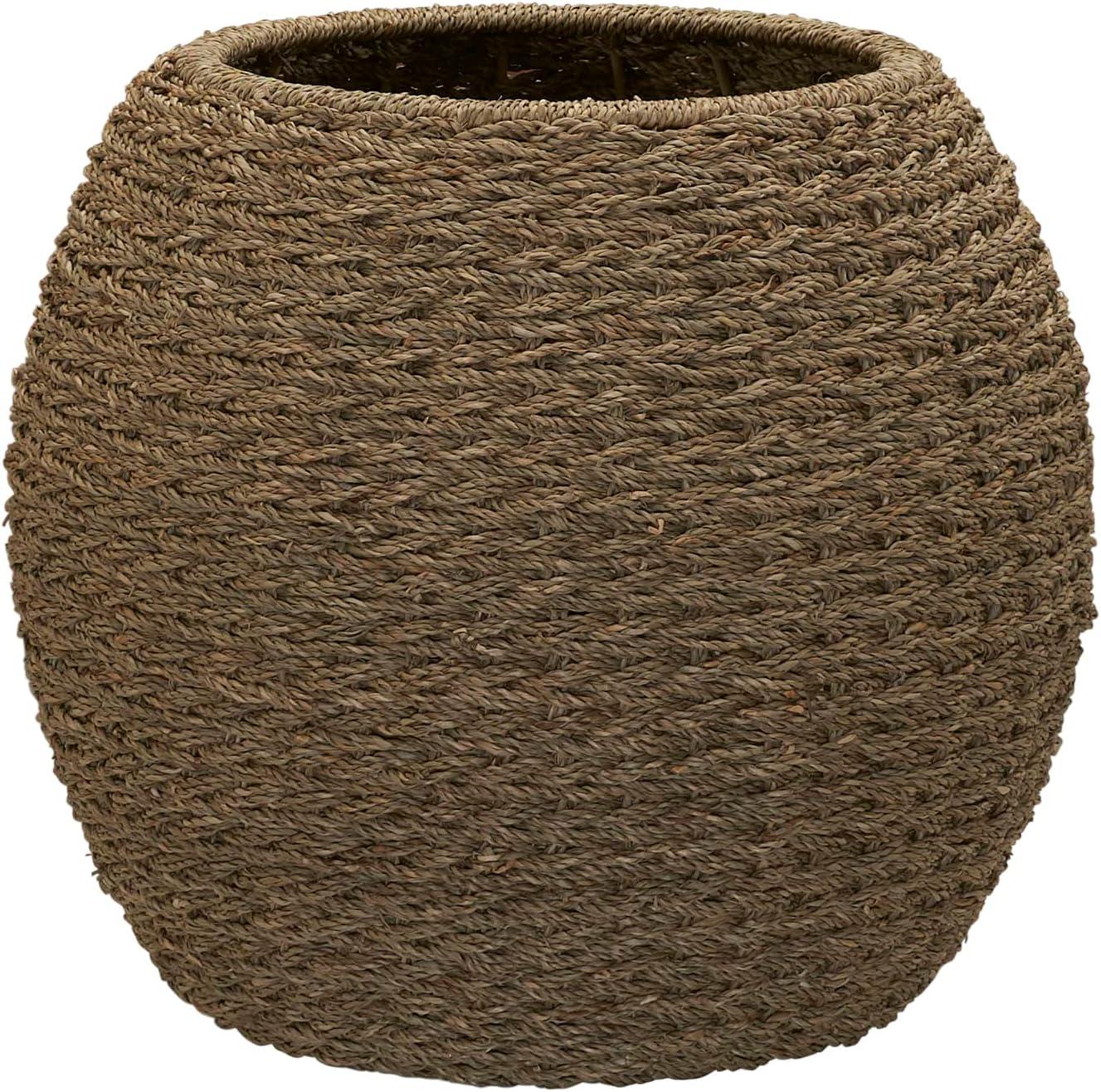 image:imageHousehold Essentials Handwoven Paper Rope Barrel Wicker Storage Basket Side Table BrownNatural Seagrass
