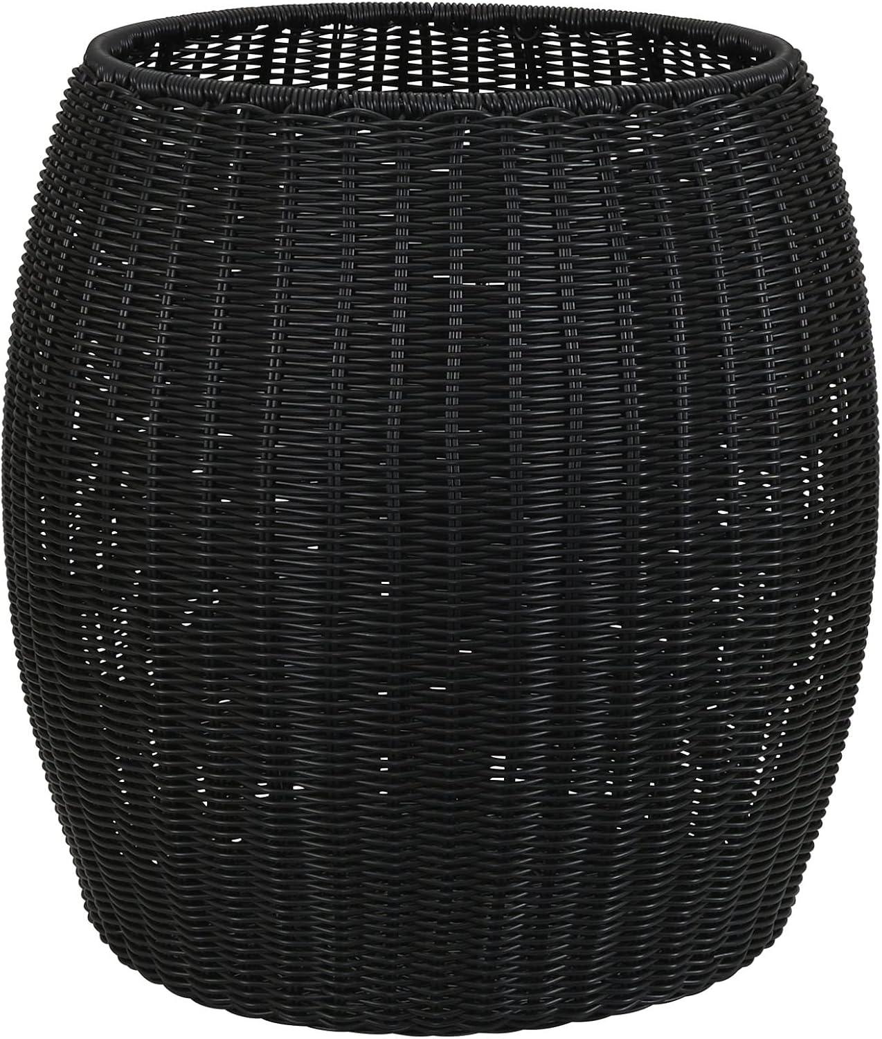 image:imageHousehold Essentials Handwoven Resin Barrel Side Table MulticolorBlack
