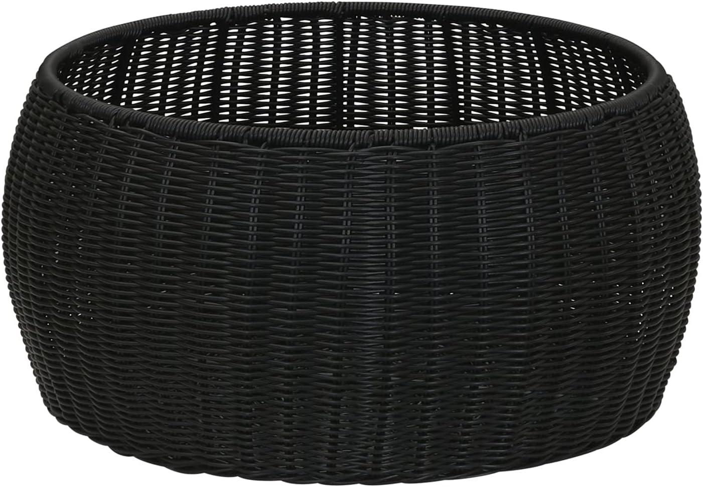 image:imageHousehold Essentials Handwoven Resin Storage Stool Ottoman BlackBlack