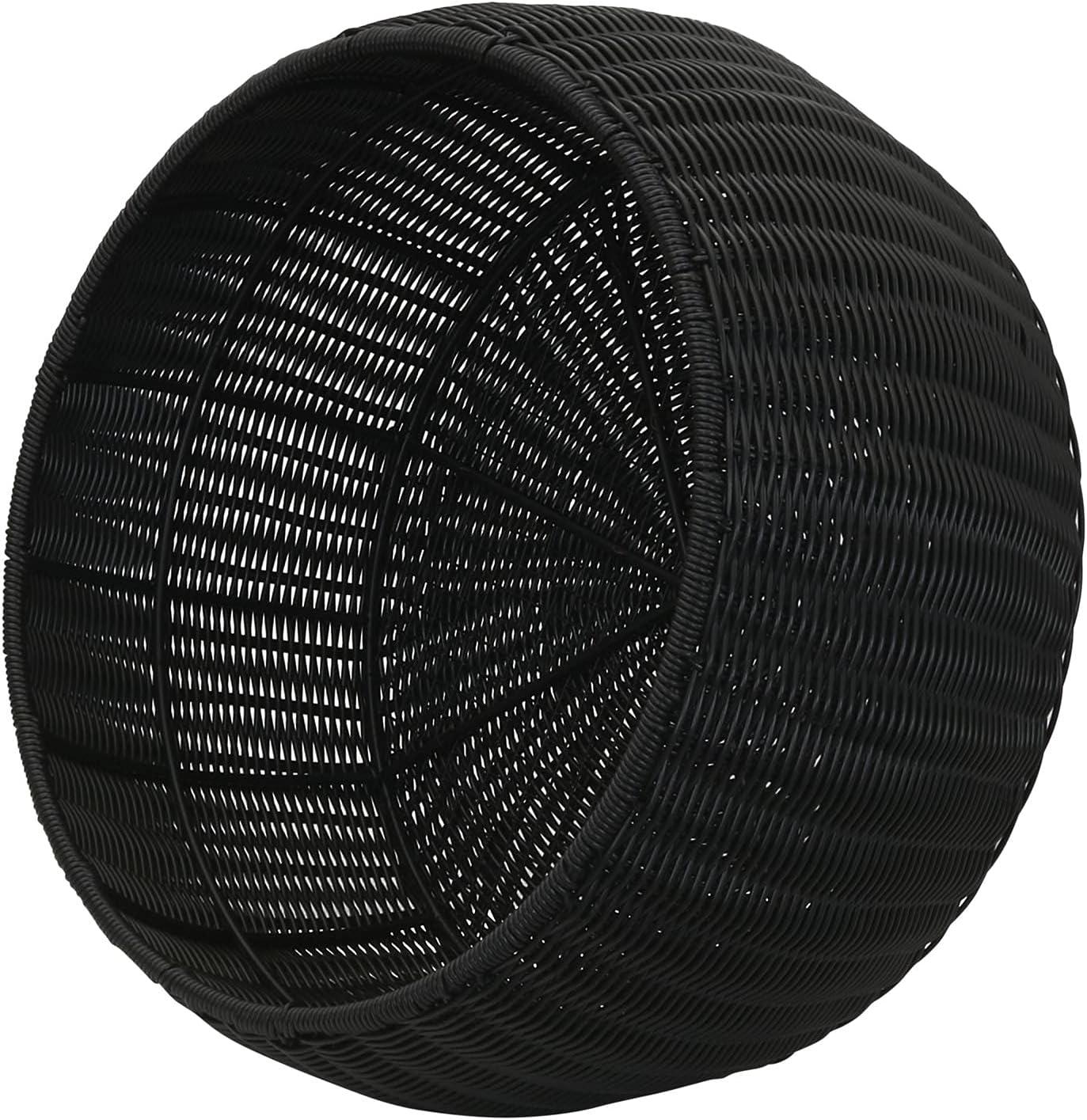 image:imageHousehold Essentials Handwoven Resin Storage Stool Ottoman BlackBlack