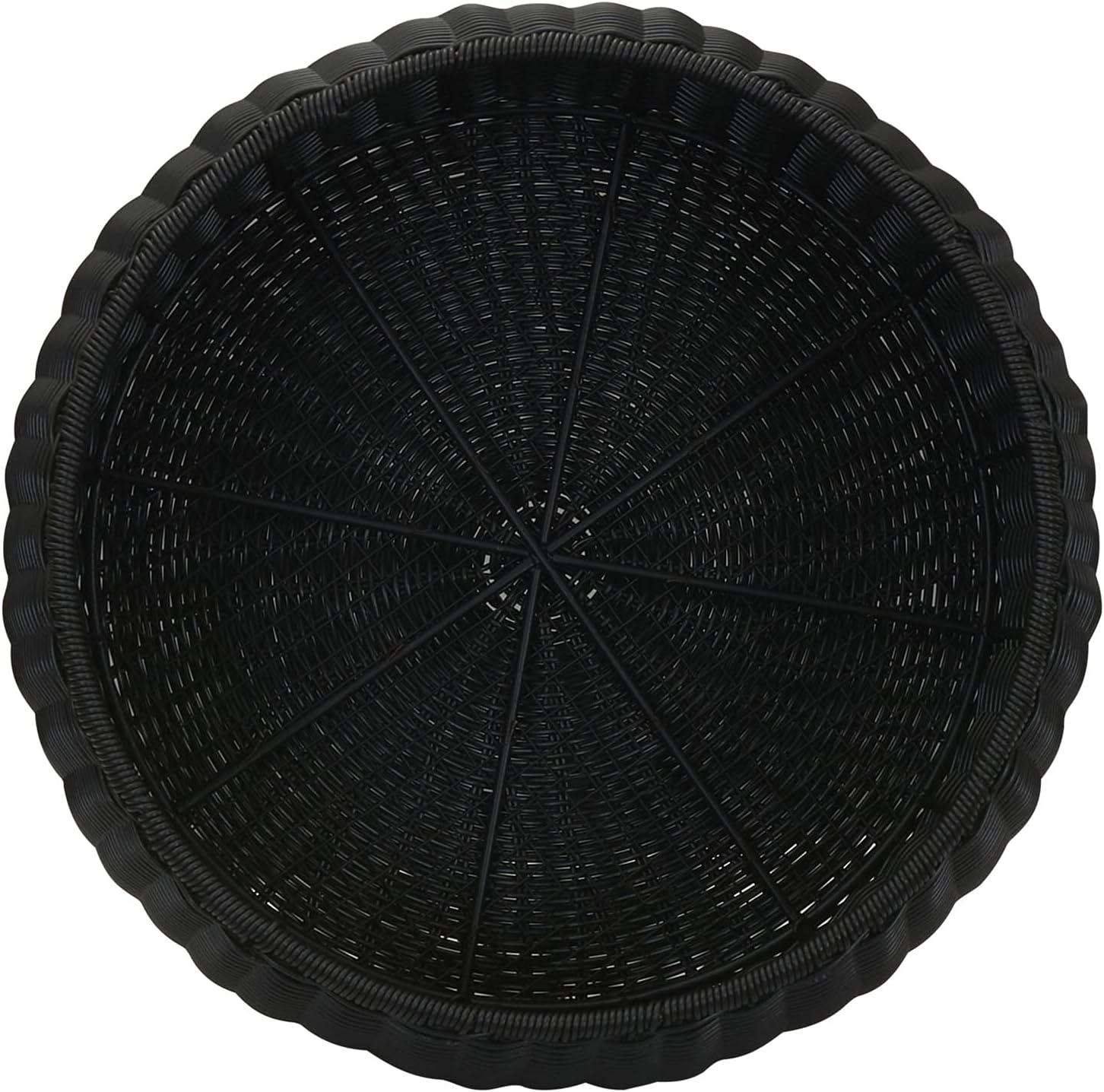 image:imageHousehold Essentials Handwoven Resin Storage Stool Ottoman BlackBlack