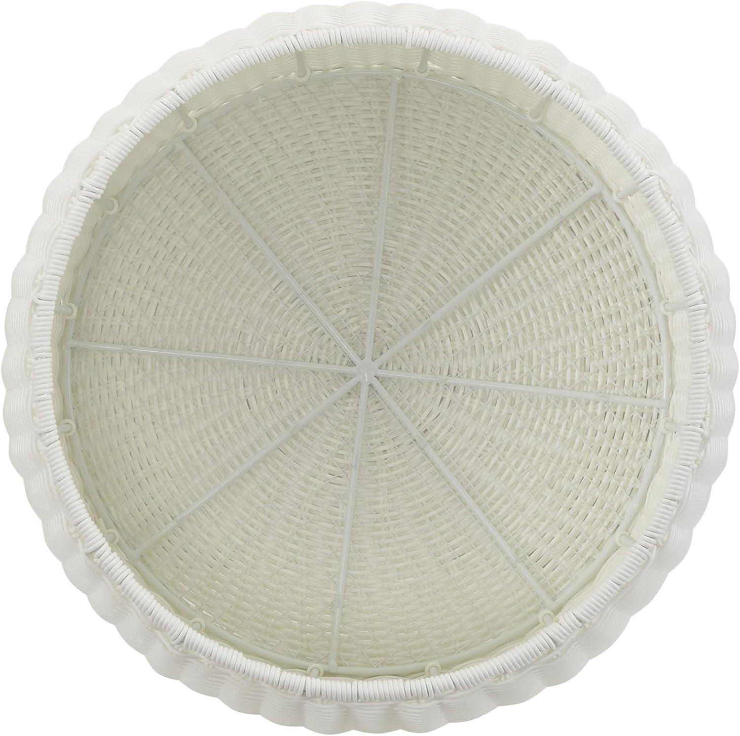 image:imageHousehold Essentials Handwoven Resin Storage Stool Ottoman BlackWhite