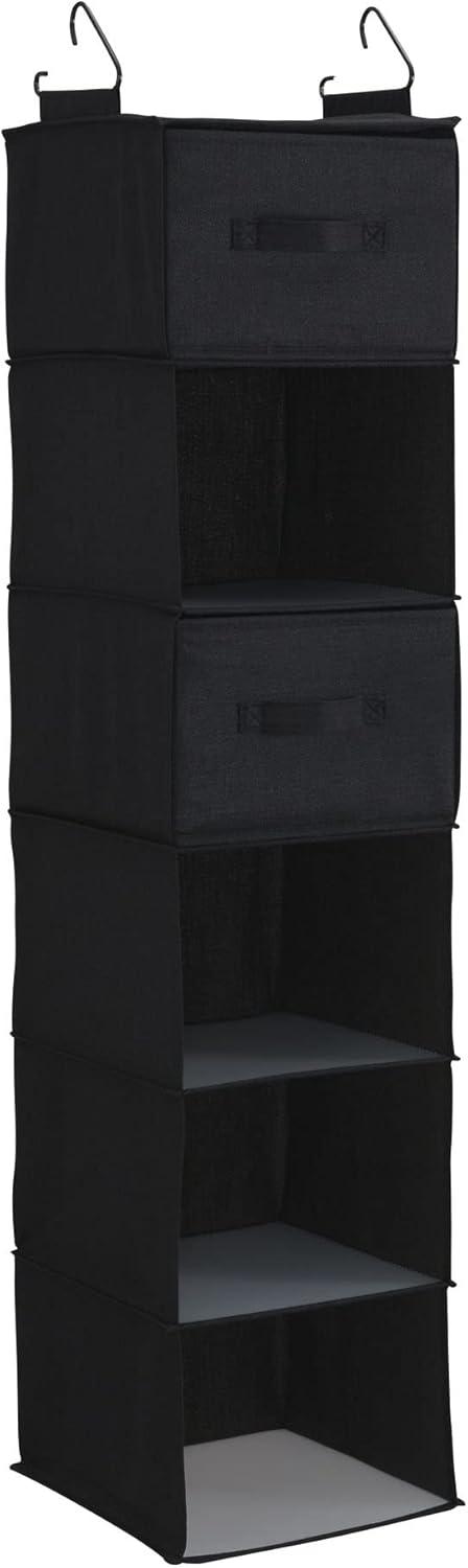 image:imageHousehold Essentials Hanging Cotton Blend Closet Organizer with 6 Storage Shelves DenimBlack