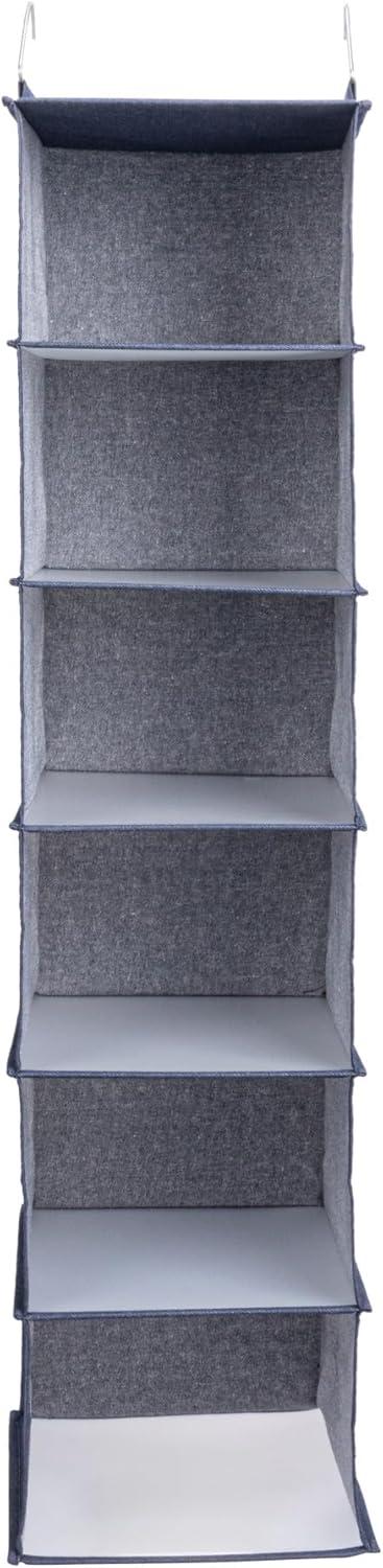 image:imageHousehold Essentials Hanging Cotton Blend Closet Organizer with 6 Storage Shelves DenimDenim