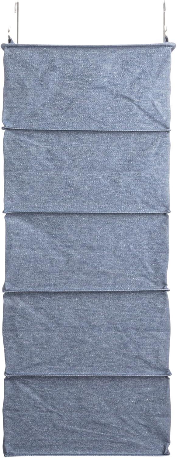 image:imageHousehold Essentials Hanging Cotton Blend and Plastic Closet Shoe Organizer with 10 Storage Compartments DenimDenim