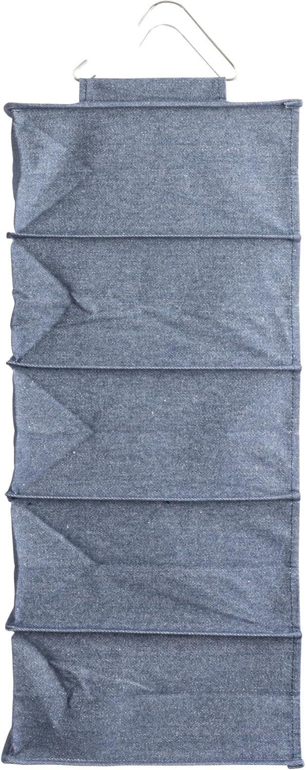 image:imageHousehold Essentials Hanging Cotton Blend and Plastic Closet Shoe Organizer with 10 Storage Compartments DenimDenim