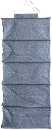 image:imageHousehold Essentials Hanging Cotton Blend and Plastic Closet Shoe Organizer with 10 Storage Compartments DenimDenim