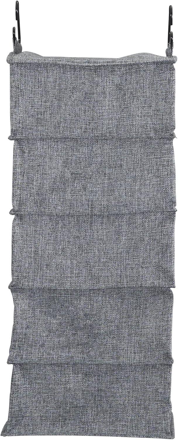 image:imageHousehold Essentials Hanging Cotton Blend and Plastic Closet Shoe Organizer with 10 Storage Compartments DenimGray