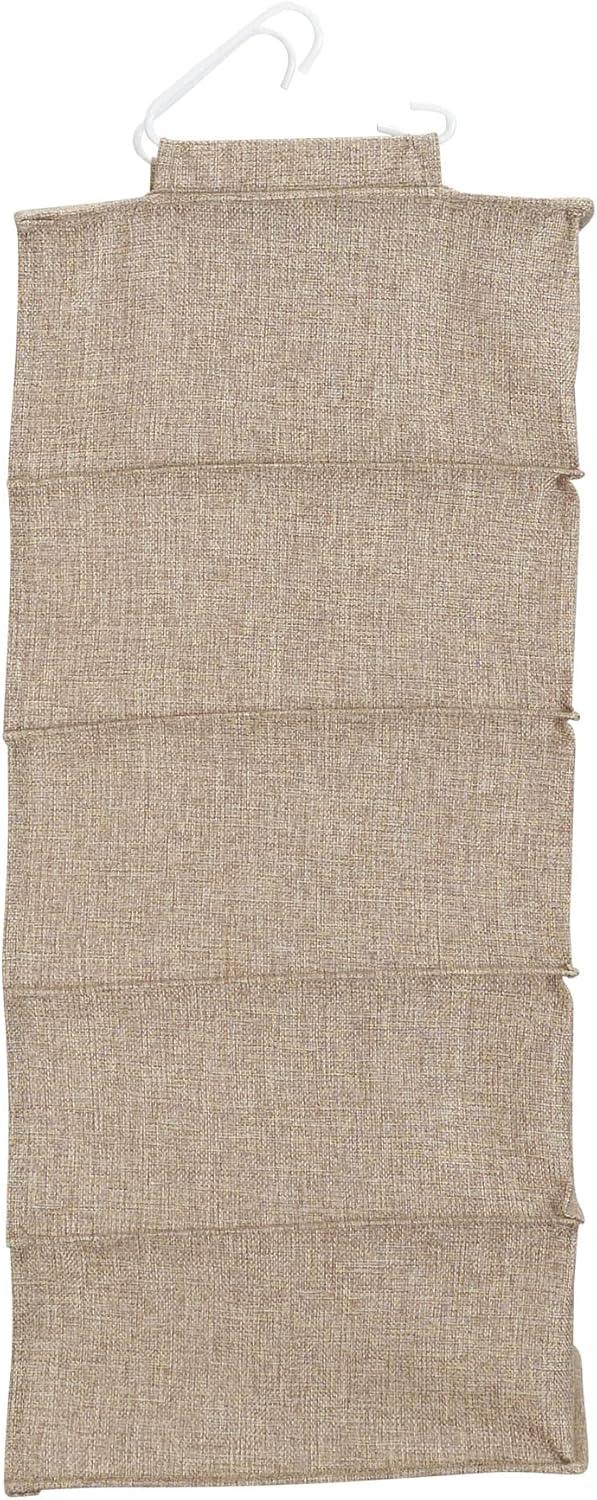 image:imageHousehold Essentials Hanging Cotton Blend and Plastic Closet Shoe Organizer with 10 Storage Compartments DenimLatte