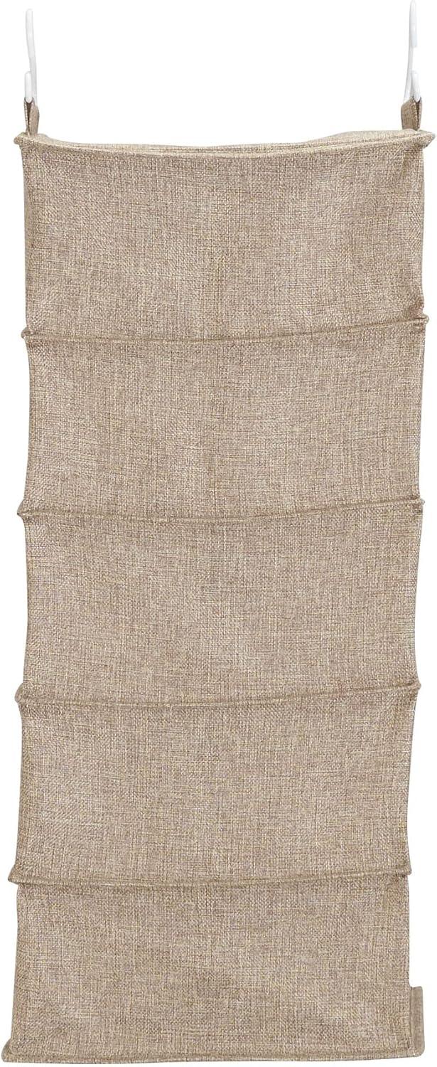 image:imageHousehold Essentials Hanging Cotton Blend and Plastic Closet Shoe Organizer with 10 Storage Compartments DenimLatte