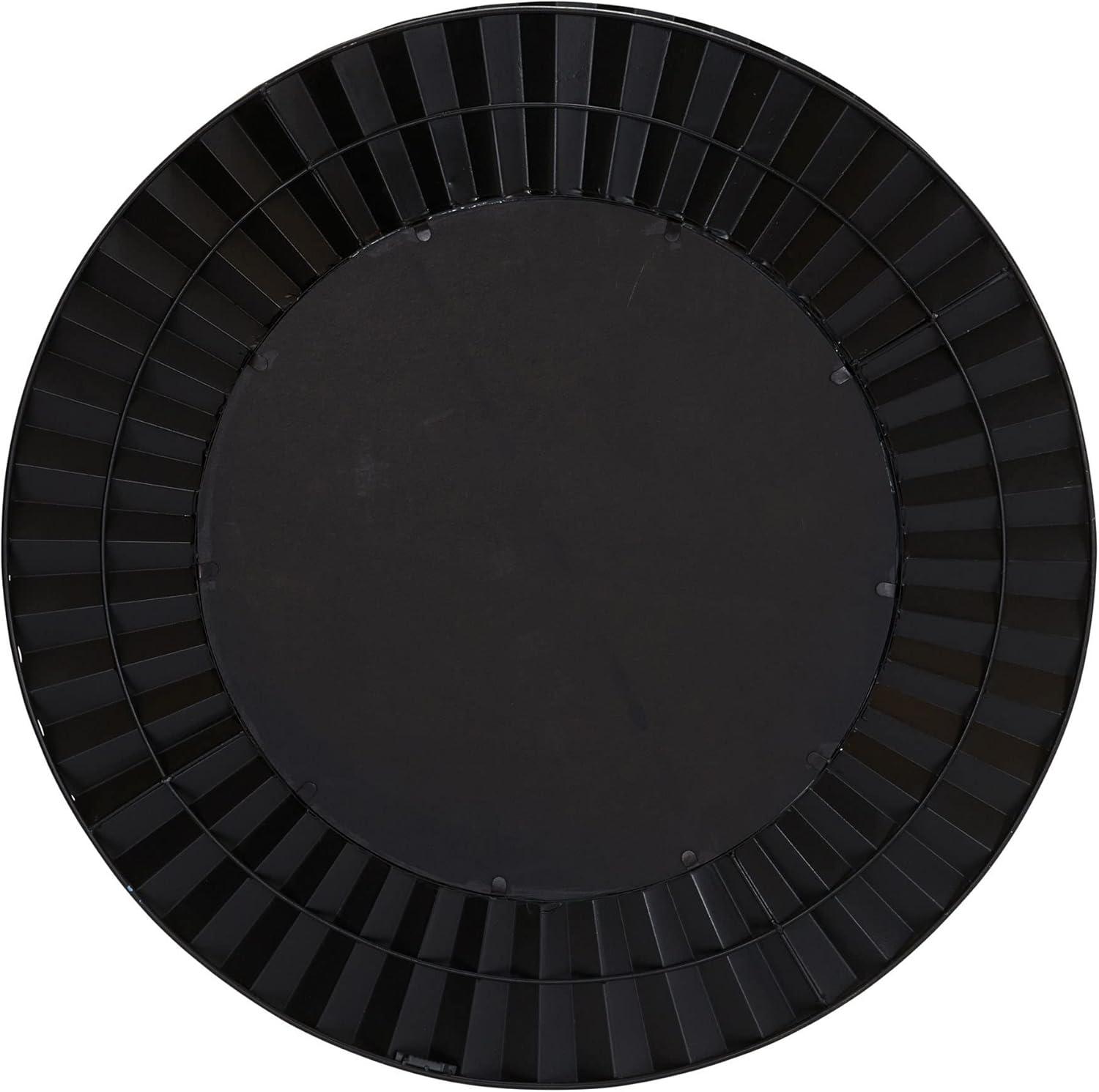 image:imageHousehold Essentials Household Essentials Wood Framed Sunburst Metal Mirror BrownMetal