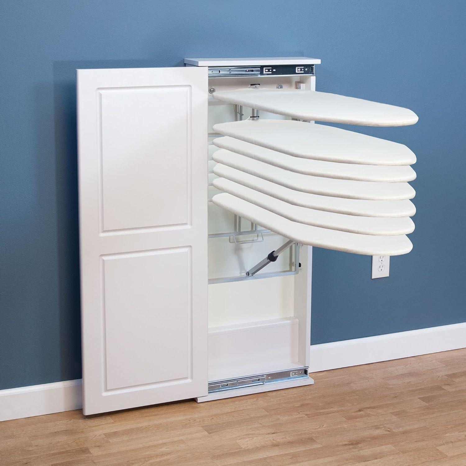 image:imageHousehold Essentials Iron n Fold Wall Ironing Board Cabinet BuiltIn Ironing Board 7 Height Settings Includes Pad with Cover WhiteWhite