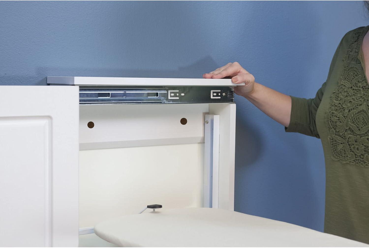 image:imageHousehold Essentials Iron n Fold Wall Ironing Board Cabinet BuiltIn Ironing Board 7 Height Settings Includes Pad with Cover WhiteWhite