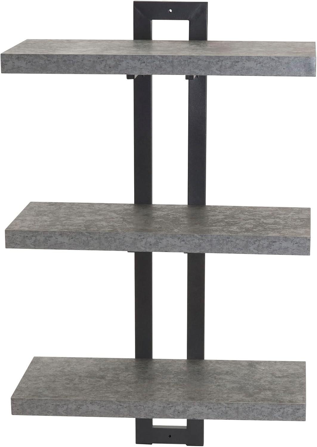 image:imageHousehold Essentials Jamestown 3 Tier Wall Shelf with SingleHole Mount Rustic Slate Concrete and Grey Metal