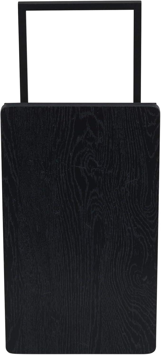 image:imageHousehold Essentials Jamestown CShaped for Accessibility Side End Table Black Oak Wood Grain and Black Metal