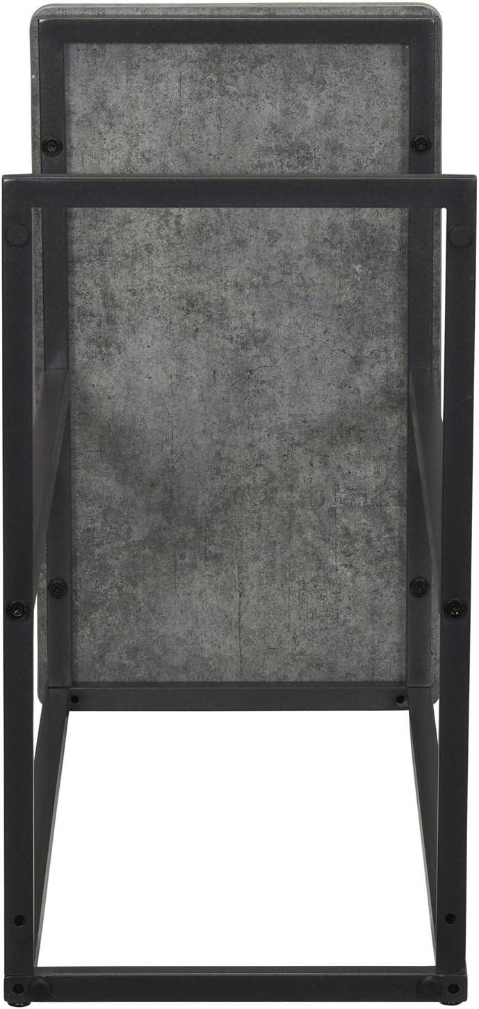 image:imageHousehold Essentials Jamestown CShaped for Accessibility Side End Table Rustic Texture Slate Concrete and Black MetalSlate