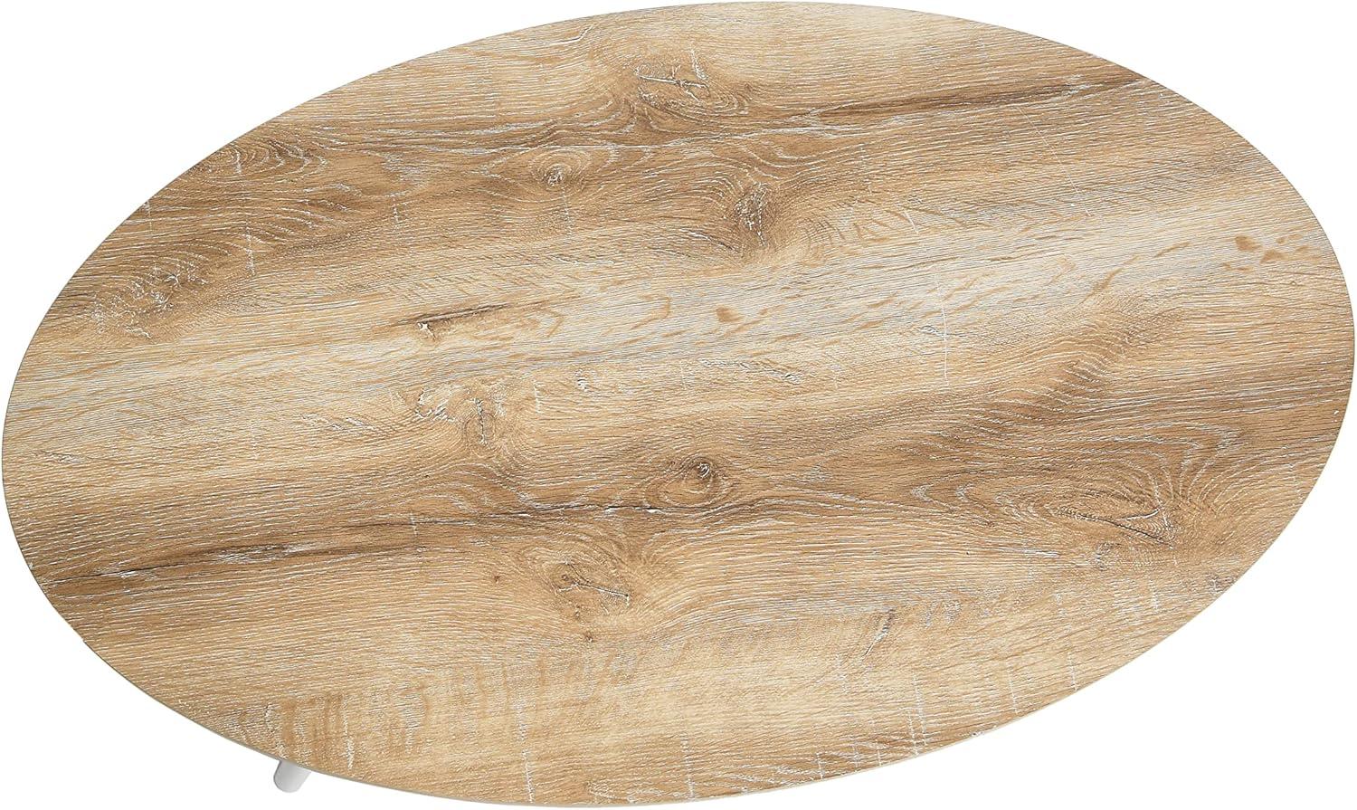 image:imageHousehold Essentials Jamestown Oval Coffee Table with Storage Shelf Rustic Slate Concrete and Black MetalCoastal Oak