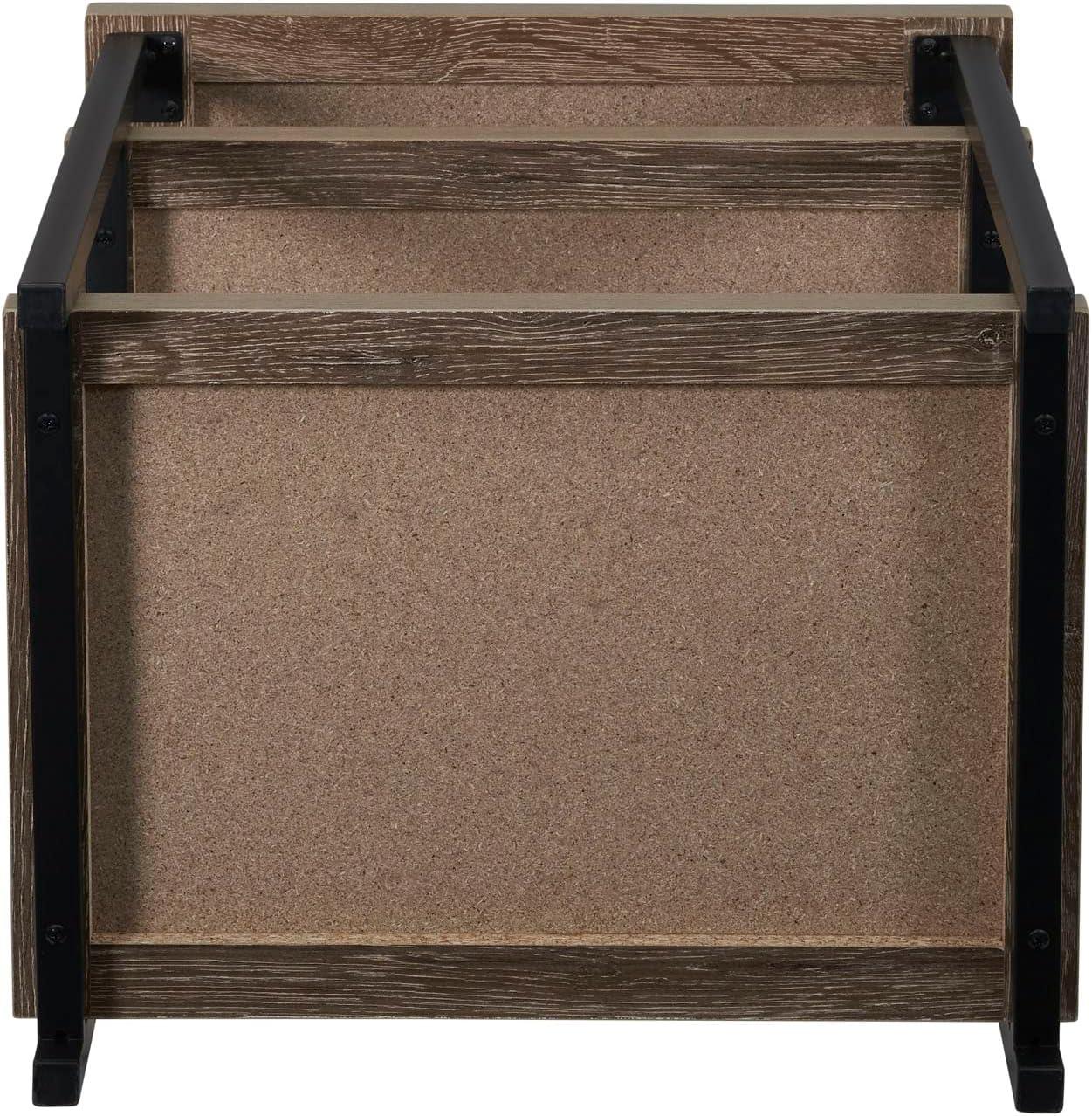 image:imageHousehold Essentials Jamestown Rectangular Side End Table with Storage Shelves Rustic Slate Concrete and Black MetalAshwood