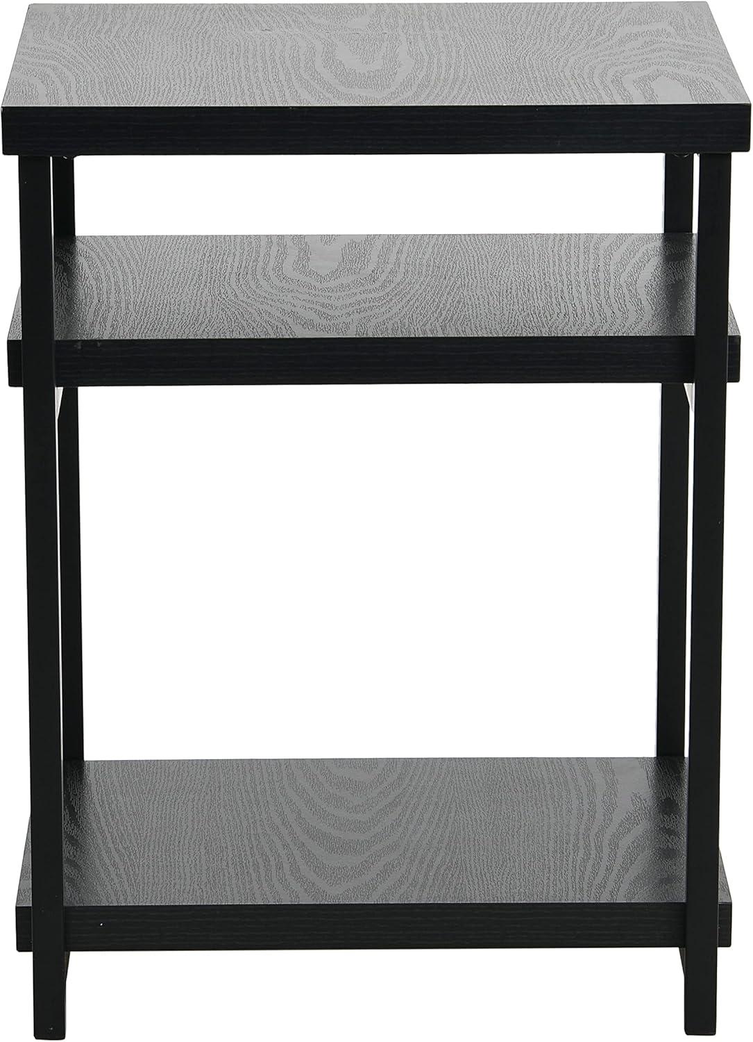 image:imageHousehold Essentials Jamestown Rectangular Side End Table with Storage Shelves Rustic Slate Concrete and Black MetalBlack Oak