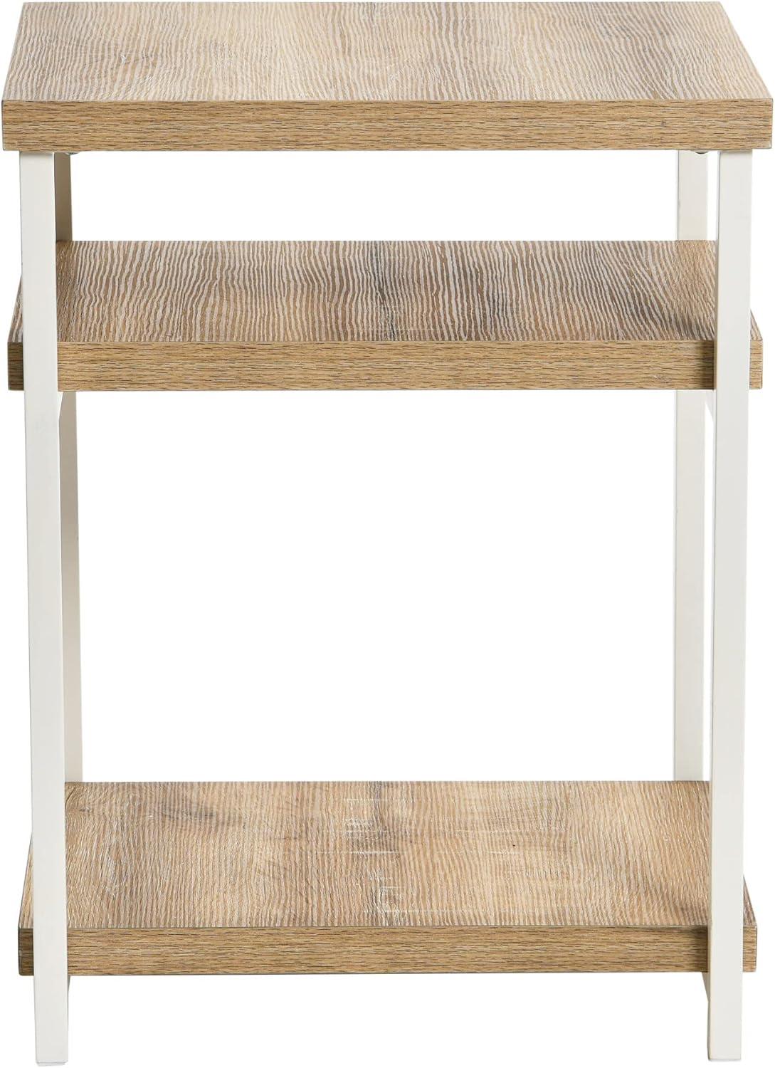 image:imageHousehold Essentials Jamestown Rectangular Side End Table with Storage Shelves Rustic Slate Concrete and Black MetalCoastal Oak