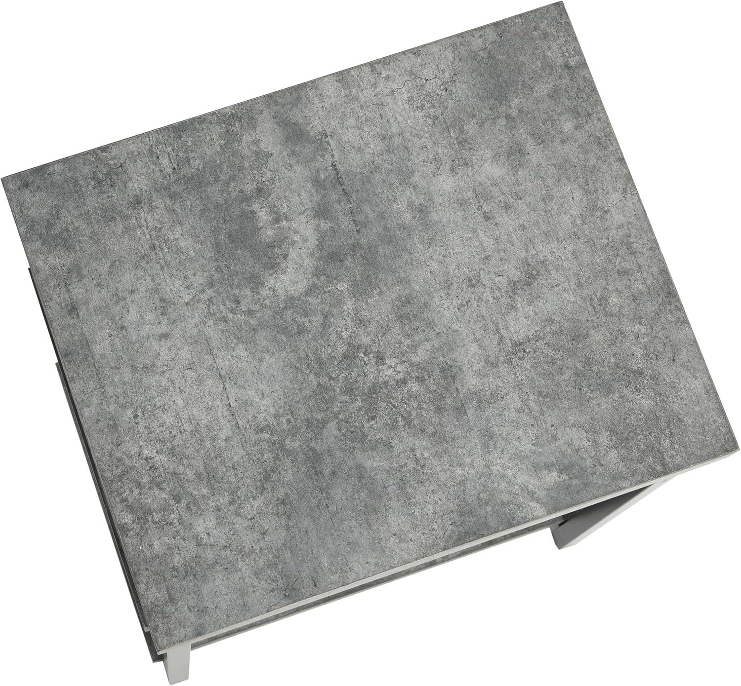 image:imageHousehold Essentials Jamestown Rectangular Side End Table with Storage Shelves Rustic Slate Concrete and Black MetalSlate