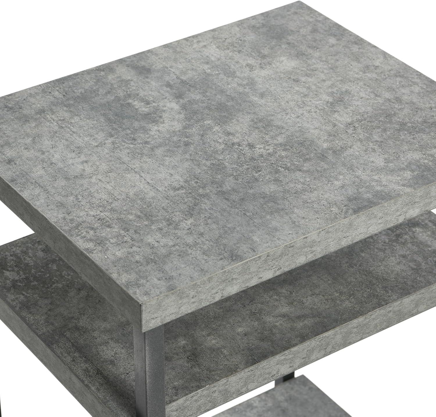 image:imageHousehold Essentials Jamestown Rectangular Side End Table with Storage Shelves Rustic Slate Concrete and Black MetalSlate