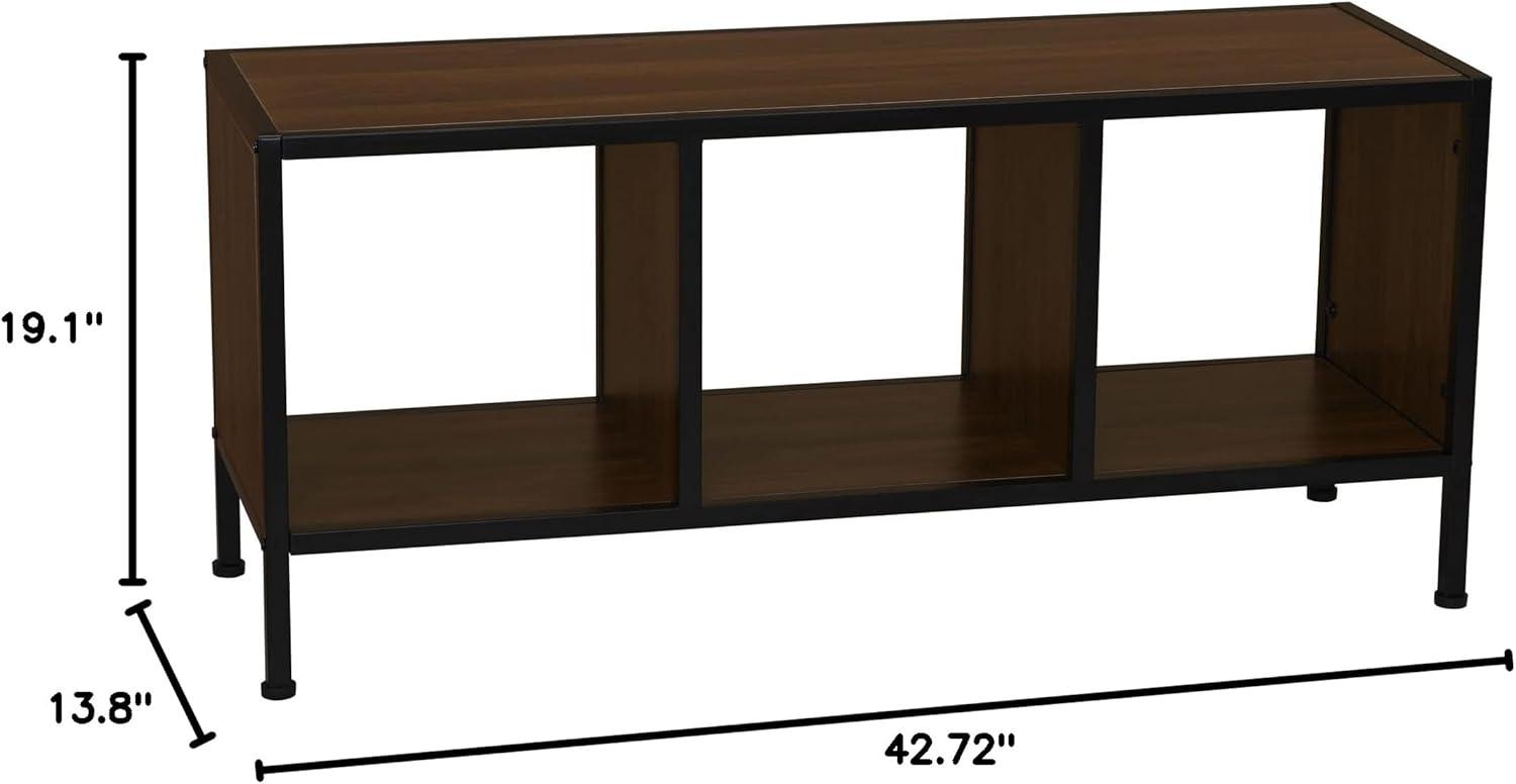 image:imageHousehold Essentials Jamestown TV Stand Coffee Table with Rectangular Storage Compartments Coastal Oak Rustic Wood Grain and White MetalBrown