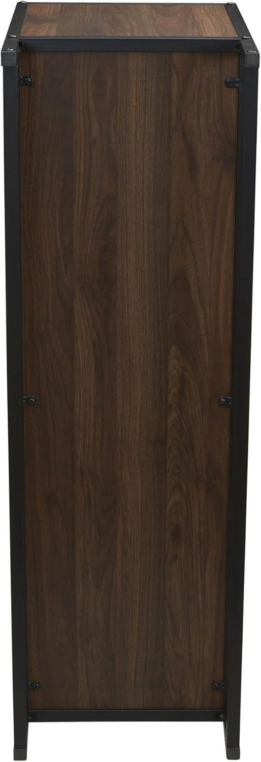 image:imageHousehold Essentials Jamestown TV Stand Coffee Table with Rectangular Storage Compartments Coastal Oak Rustic Wood Grain and White MetalBrown