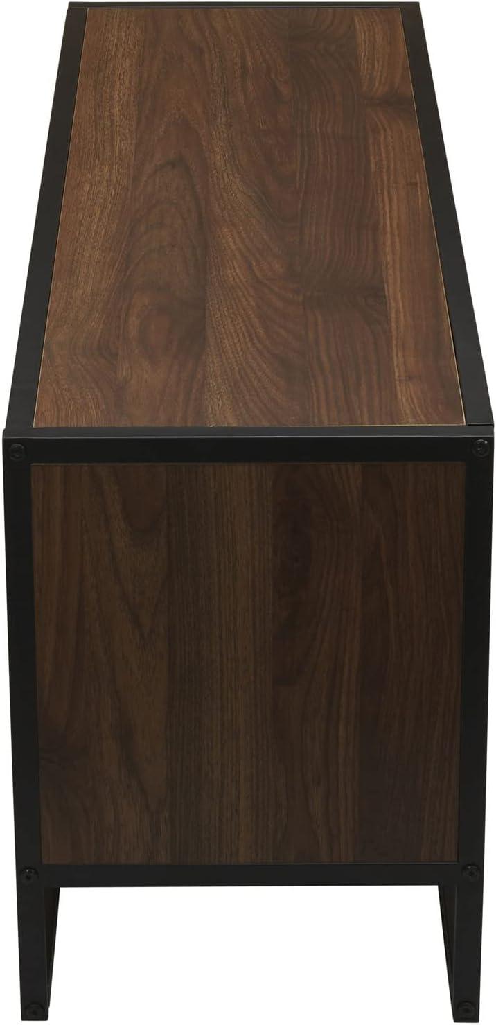 image:imageHousehold Essentials Jamestown TV Stand Coffee Table with Rectangular Storage Compartments Coastal Oak Rustic Wood Grain and White MetalBrown