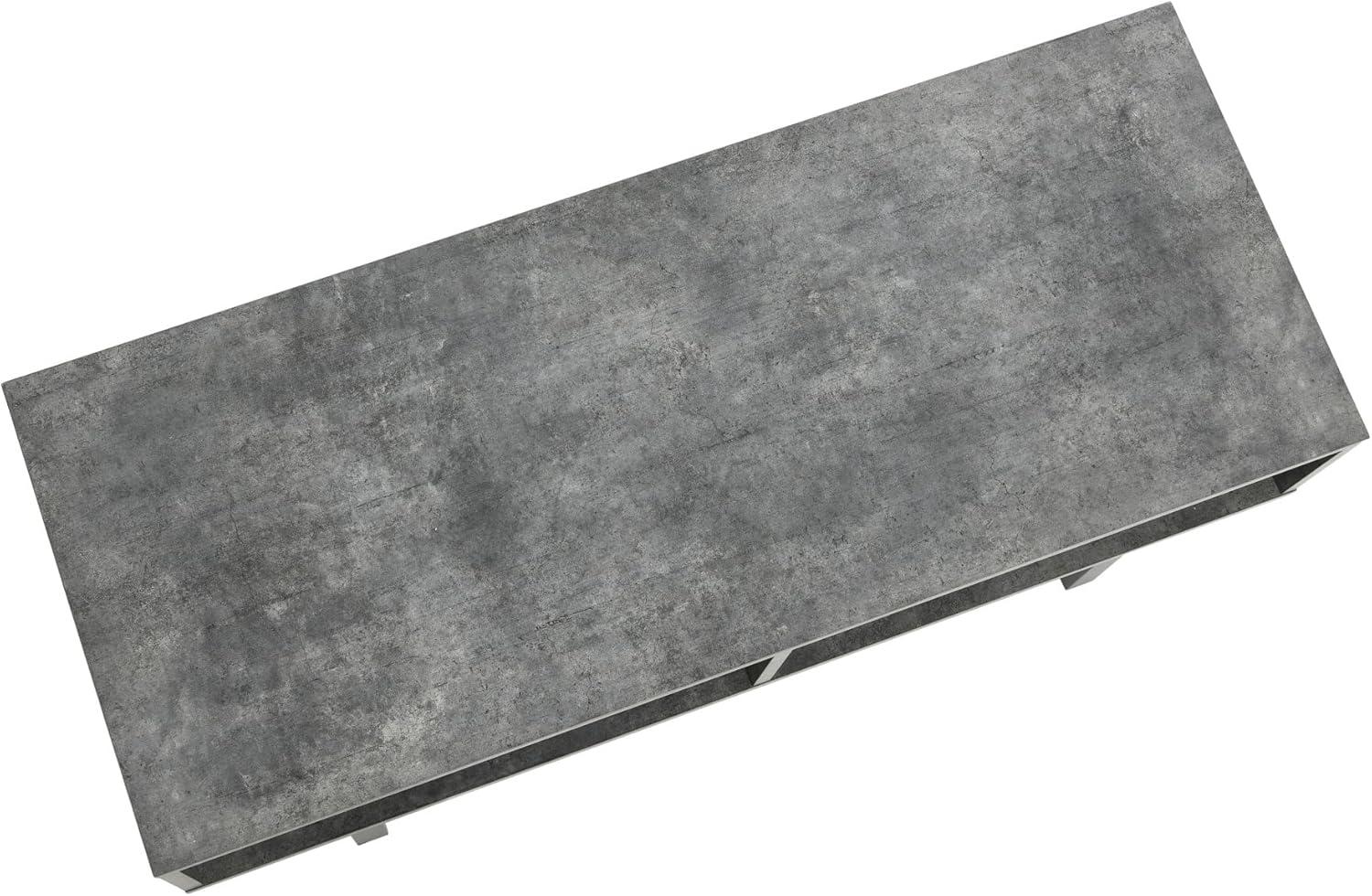 image:imageHousehold Essentials Jamestown TV Stand Coffee Table with Rectangular Storage Compartments Coastal Oak Rustic Wood Grain and White MetalGrey