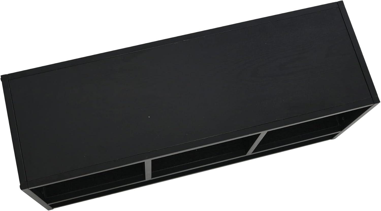 image:imageHousehold Essentials Jamestown TV Stand Coffee Table with Square Cube Storage Compartments Ashwood Rustic Wood Grain and Black MetalBlack