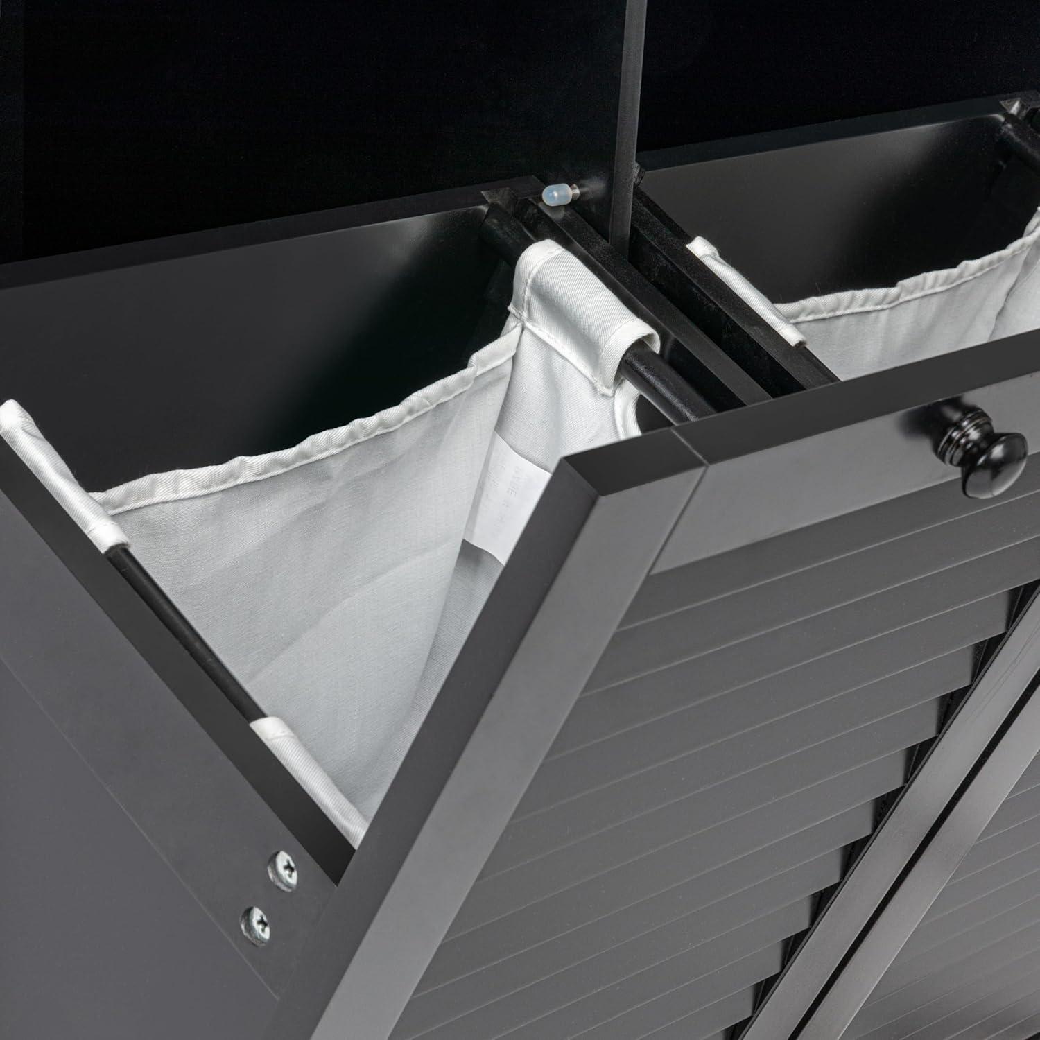 image:imageHousehold Essentials Laundry Sorter Cabinet Oak FinishBlack