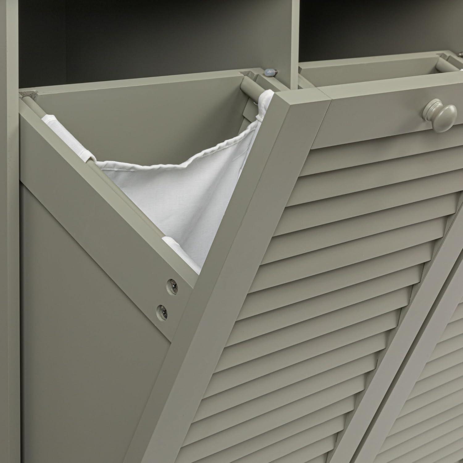 image:imageHousehold Essentials Laundry Sorter Cabinet Oak FinishGrey