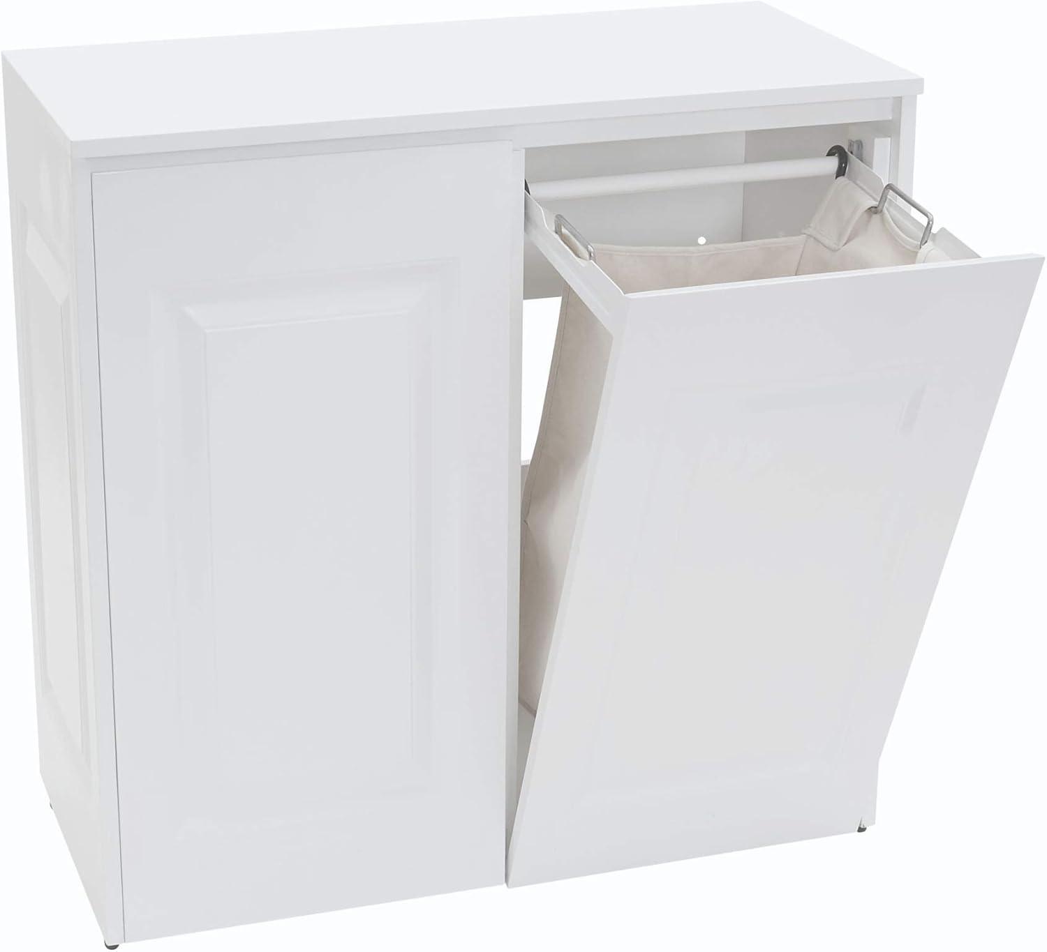 image:imageHousehold Essentials Laundry Sorter Cabinet Oak FinishWhite Metal