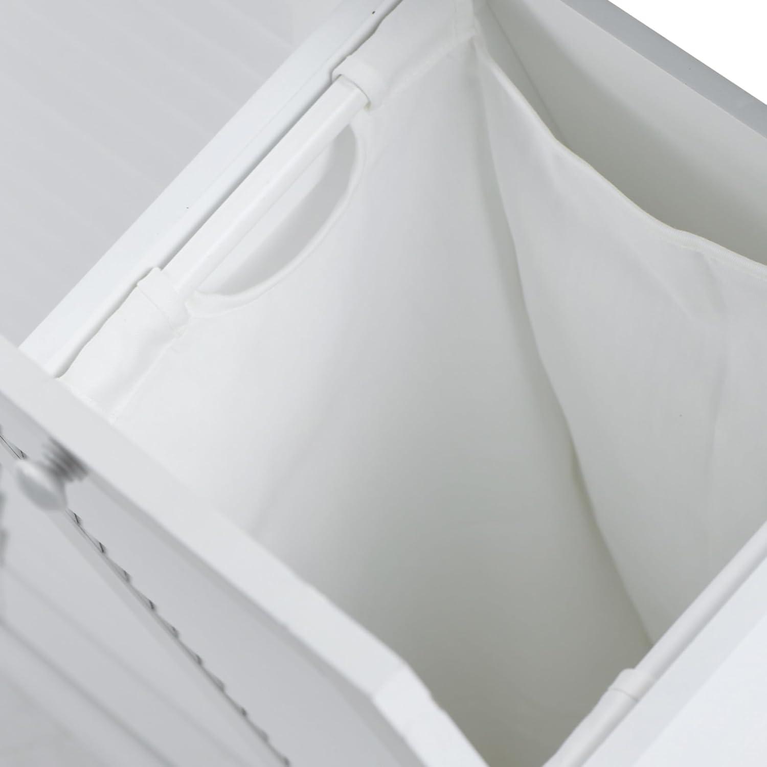 image:imageHousehold Essentials Laundry Sorter Cabinet Oak FinishWhite Wood Shutter