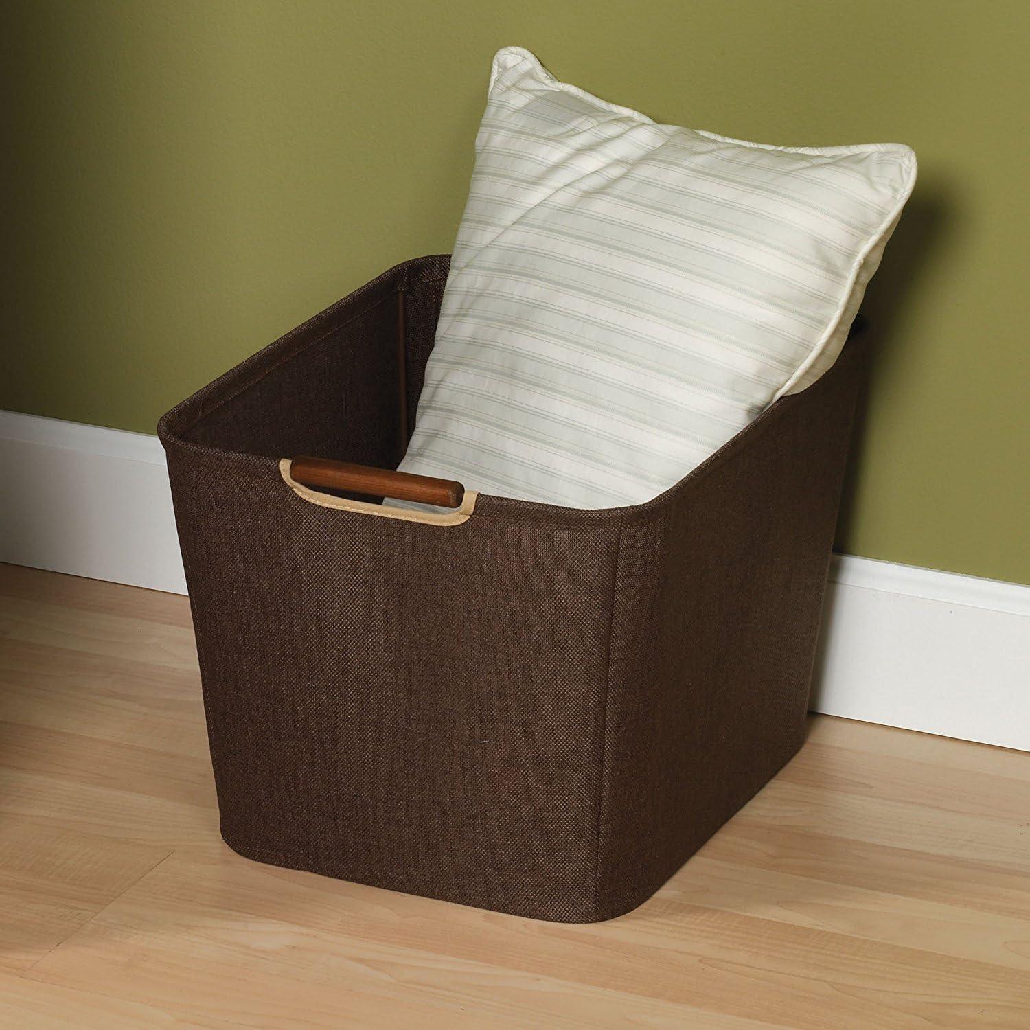image:imageHousehold Essentials Medium Tapered SoftSide Storage Bin with Wood HandlesBrown