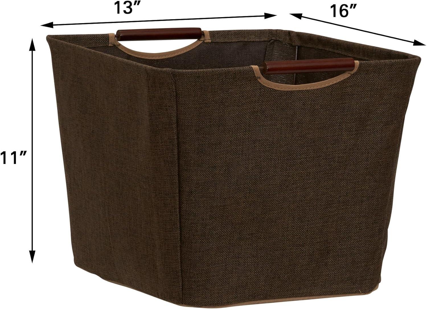 image:imageHousehold Essentials Medium Tapered SoftSide Storage Bin with Wood HandlesBrown