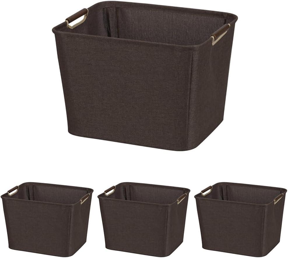 image:imageHousehold Essentials Medium Tapered SoftSide Storage Bin with Wood HandlesBrown