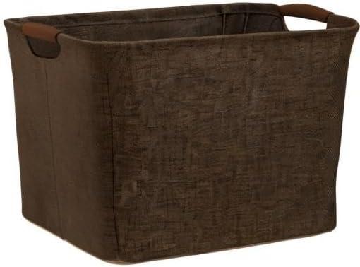 image:imageHousehold Essentials Medium Tapered SoftSide Storage Bin with Wood HandlesBrown