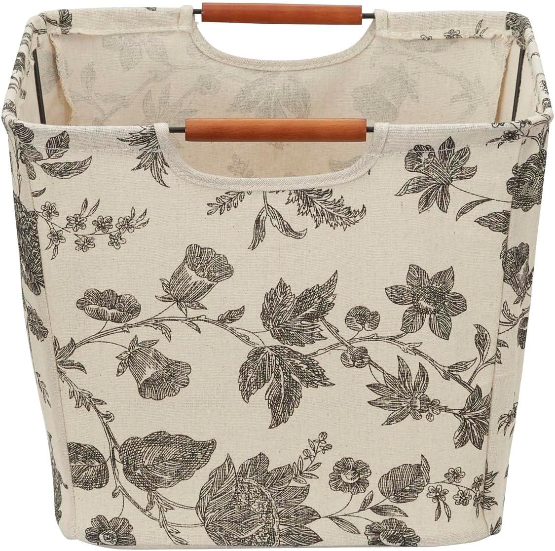image:imageHousehold Essentials Medium Tapered Storage Bin with Wood Handles Floral PatternMedium