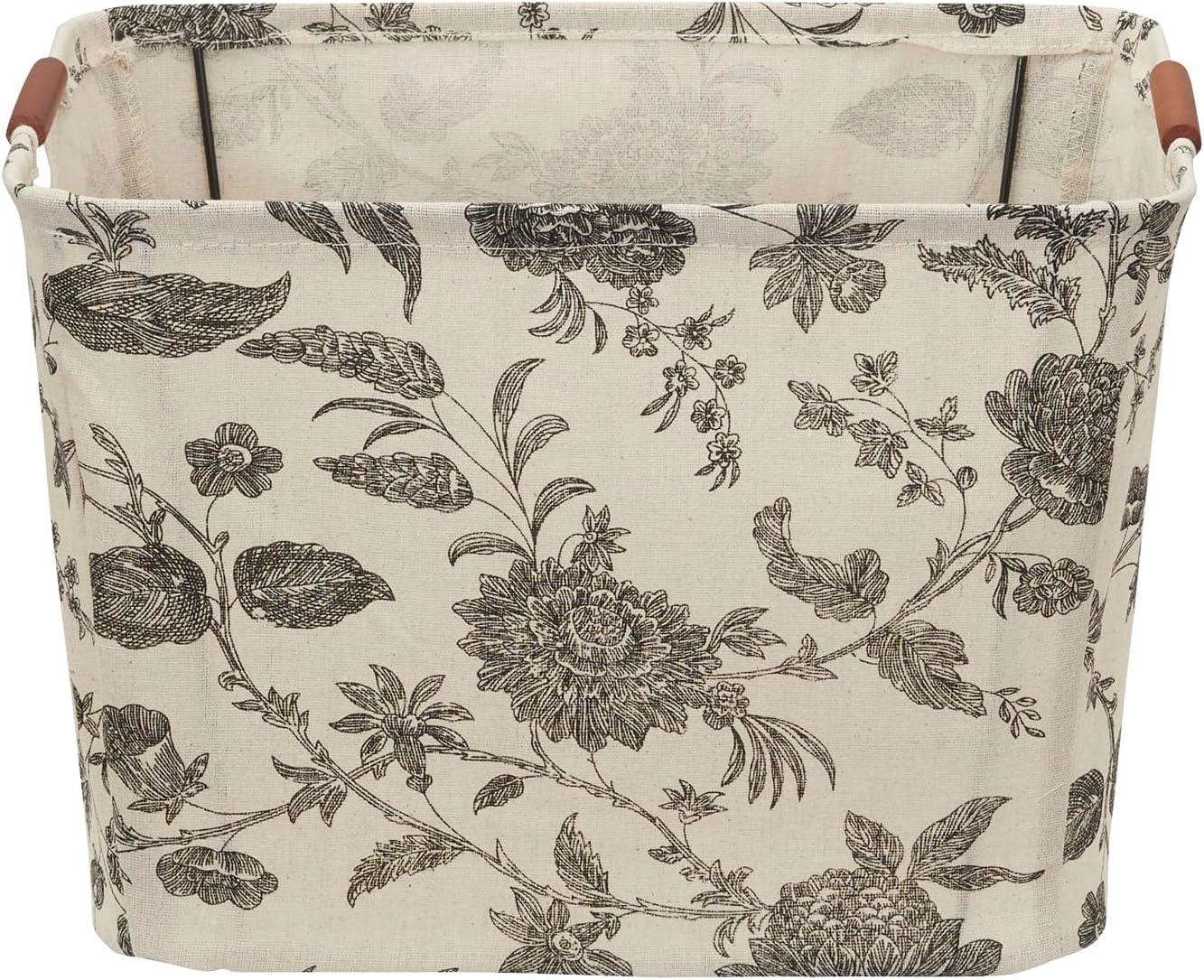 image:imageHousehold Essentials Medium Tapered Storage Bin with Wood Handles Floral PatternMedium