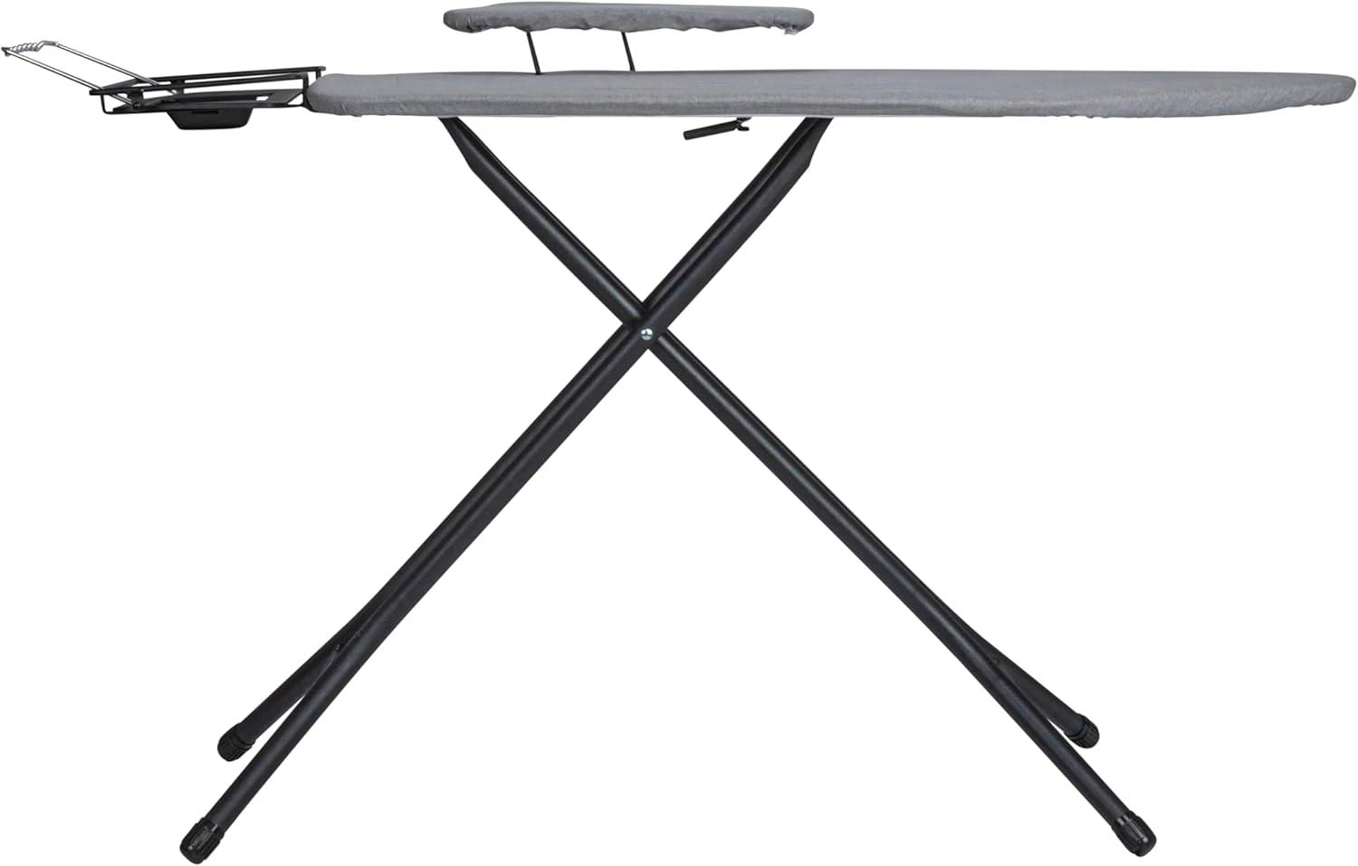 image:imageHousehold Essentials Mega Wide Top Ironing Board 4Legs Steel Top Ironing Board with Fixed Iron Rest FiberTech Cover and Fiber Pad Scorch and Stain Resistant Antique Bronze FrameGreyBlack